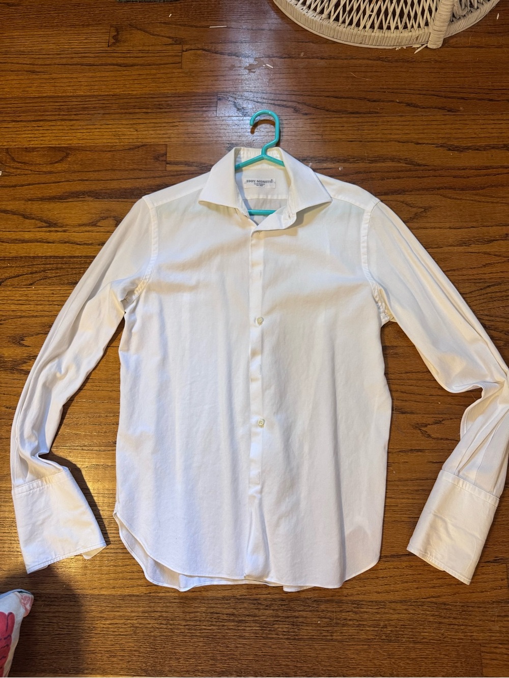 Eddy Monetti Men's White Long-Sleeve Dress Shirt